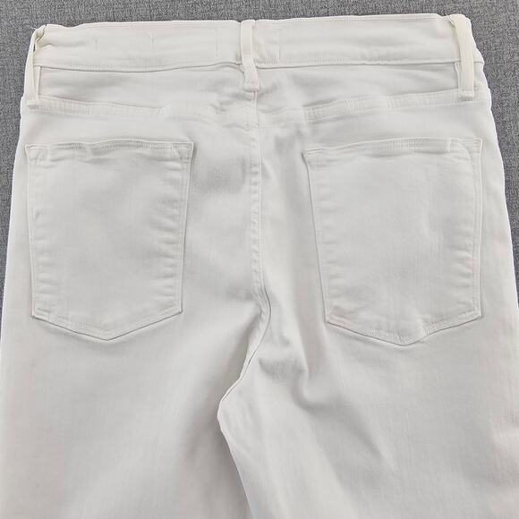 Frame Jeans Women Size 29 White Le High Straight Cropped Casual Denim Frayed Hem - Picture 6 of 16
